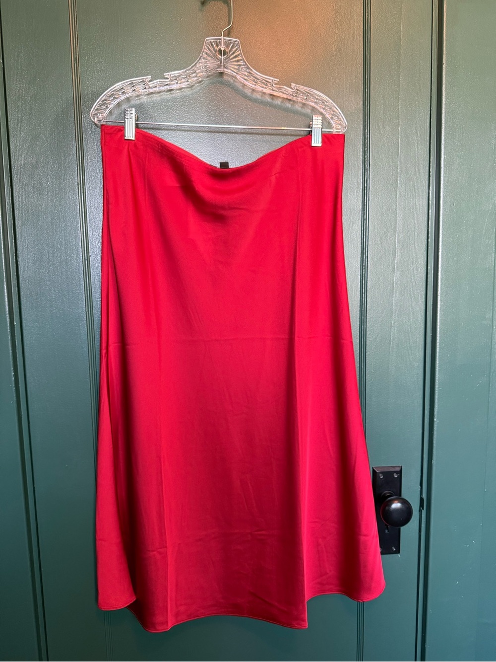 J.Crew Gwyneth Slip Skirt Red Pull-On Midi Skirt Size L EUC